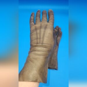 Bacmo 70s (or 60s) Genuine Leather Kid Gloves Coffee colored in sz 6.5